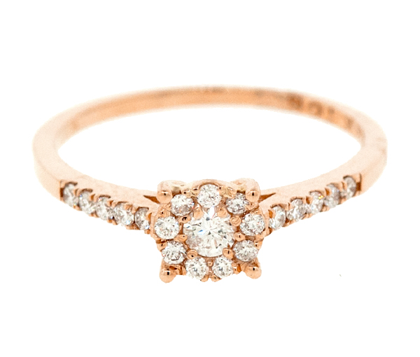 BAGUE EN OR 14K ROSE SERTIE DE DIAMANTS BAGUE EN OR 14K ROSE SERTIE DE DIAMANTS